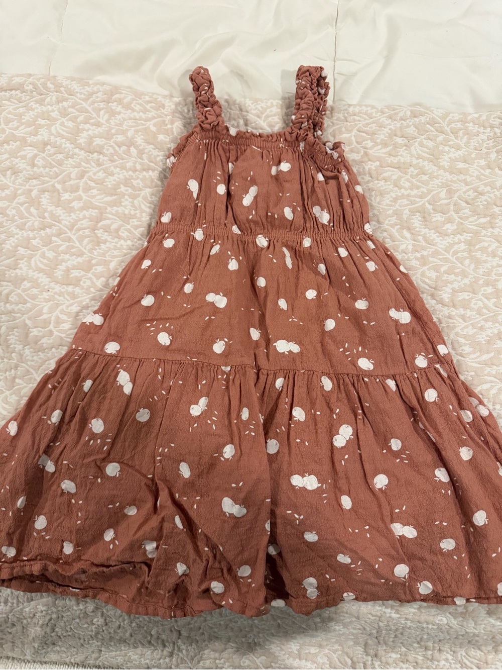 buho Rust Polka Dot Tiered Sundress with Ruffled Straps